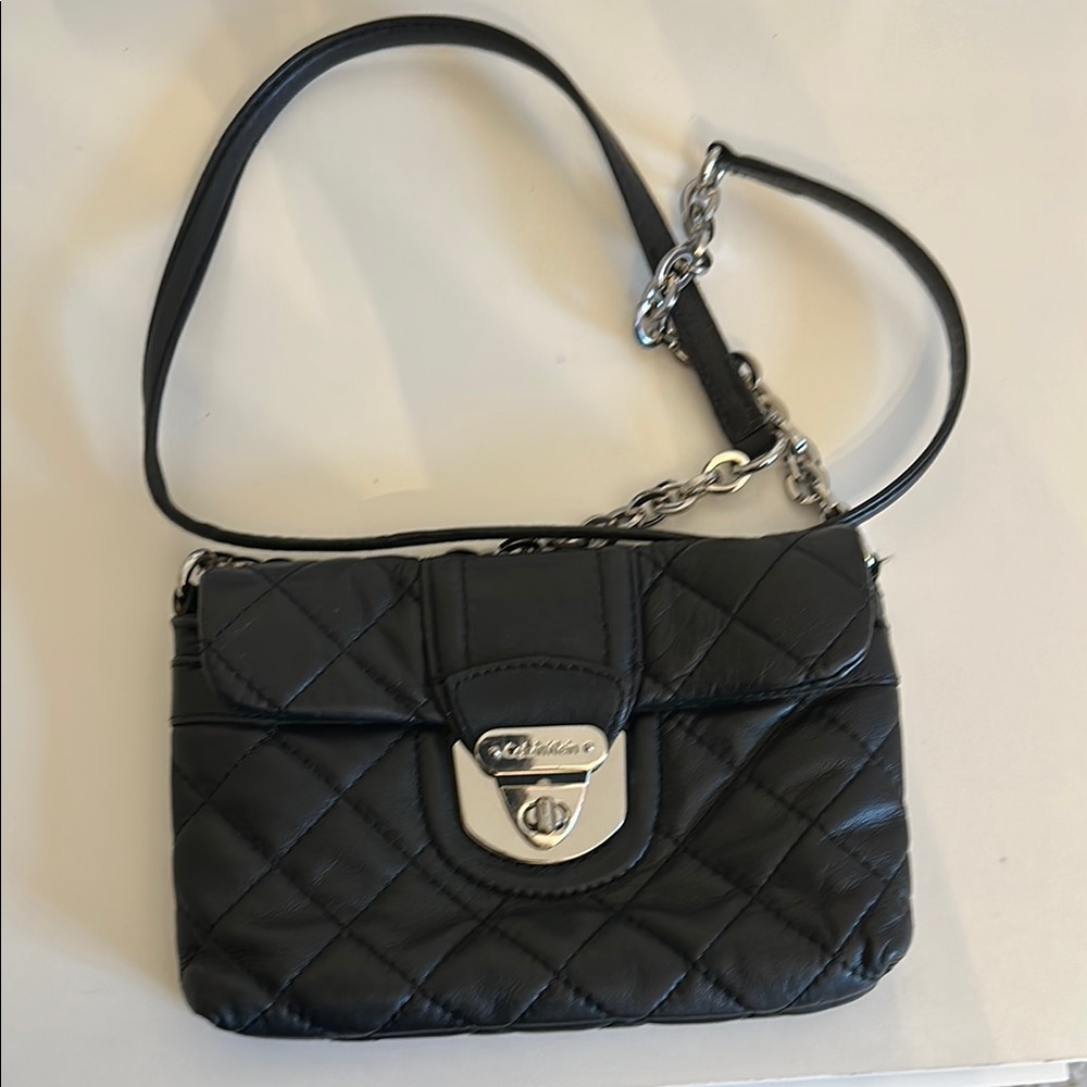 Calvin Klein Black Quilted Crossbody Bag with Chain Detail
